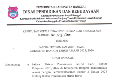 SK PANITIA PENERIMAAN MURID BARU KAB.BANGGAI TA 2025/2026